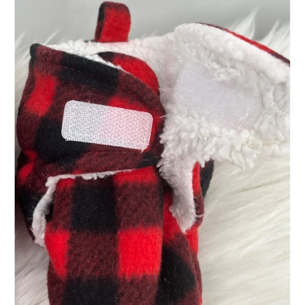 Hudson Baby 18/24 Mos Buffalo Check Plaid Aviator Trapper Hat Mitten Bootie Set
